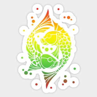 Rainbow koi fish. Symbol of good luck Sticker